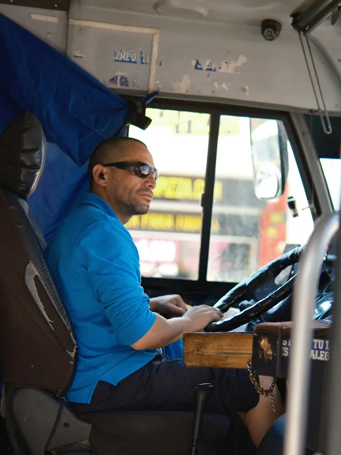 Bus driver at the wheel